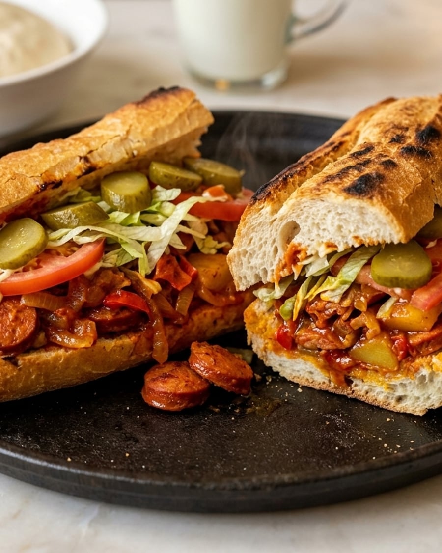 Persisches Sandwich Bandari mit angebratener Wurst, Tomaten und Kräutern im Fladenbrot – Pars Restaurant Köln